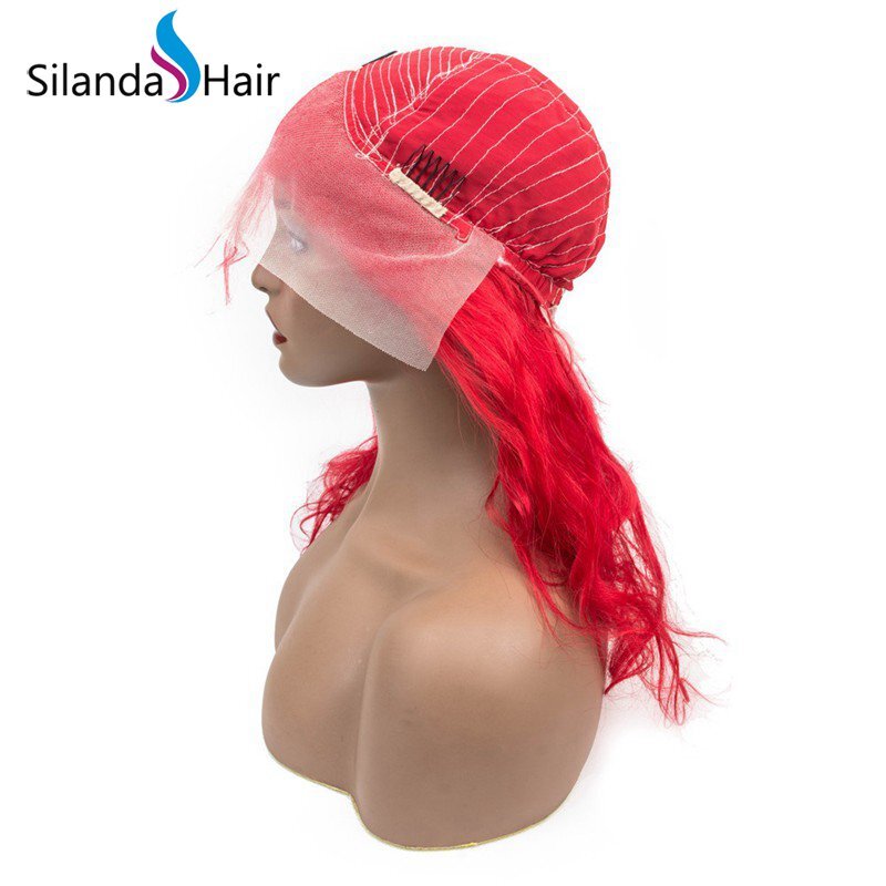 Silanda Hair Top Grade Red Body Wave Brazilian Remy Human Hair Lace Front Full Lace Wigs