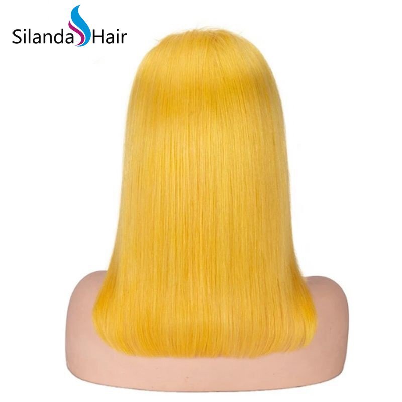 Silanda Hair Top Quality Yellow Straight Brazilian Remy Human Hair Lace Front Full Lace Wigs