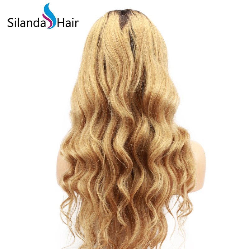 Silanda Hair High Grade Ombre #T 1B/27 Body Wave Brazilian Remy Human Hair Lace Front Full Lace Wigs