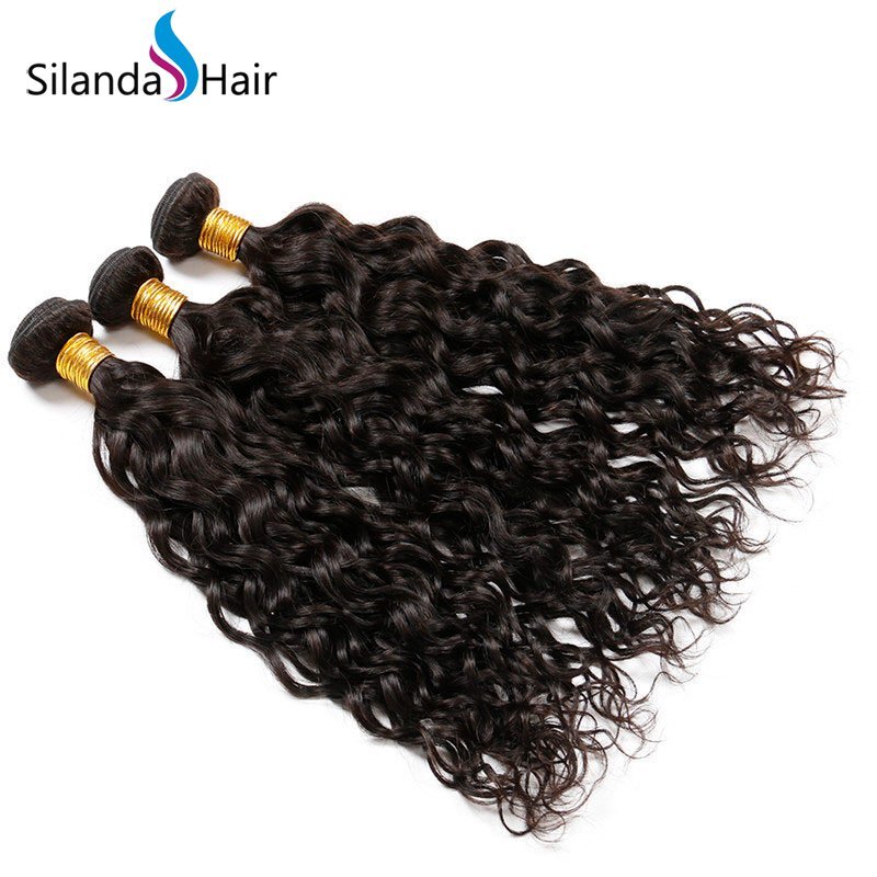 Natural Color Weft Hair Extensions Water Wave Brazilian Remy Human Hair Bundle Deals 3pcs/pack HAHW-09