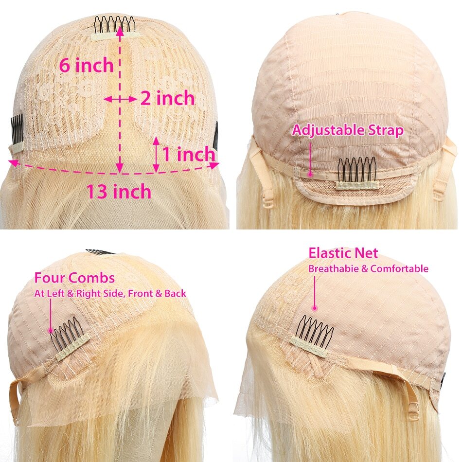 613 Honey Blonde Lace Front Human Hair Wigs Short Bob Wig  Remy Straight Pre Plucked Brazilian Hair Frontal Wig For Black Women Honey Blonde Lace Front Human Hair Wigs Short Bob Wigs