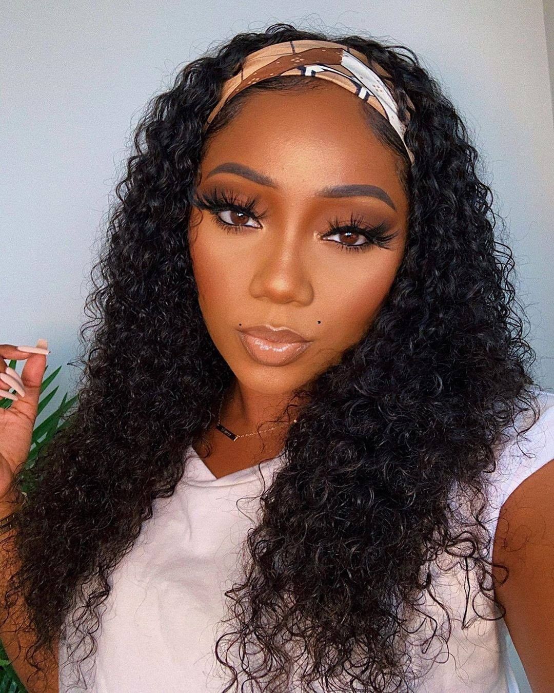 Realistic human hair wigs for African American women with Headband Wig Human Hair Curly Full Machine Made Wigs Realistic human hair wigs for African American women with Headband Wig Human Hair Curly Full Machine Made Wigs