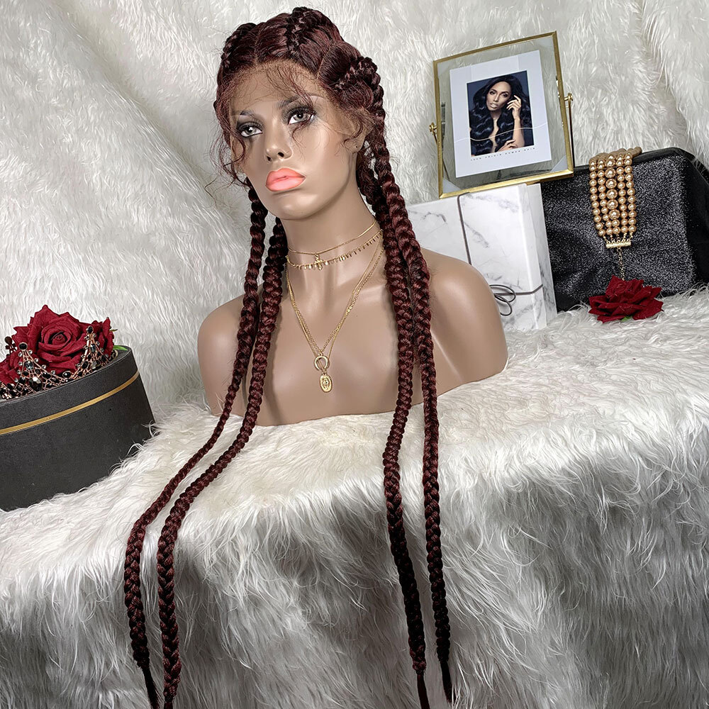 Braided Lace Front Wig African Glueless Box Braids Wig Women Tresse Cornrow Synthetic Lace Braided Wig Baby Hair For Black Women Braided Lace Front Wig African Glueless Box Braids Wig Women Tresse Cornrow Synthetic Lace Braided Wig Baby Hair For Black Women