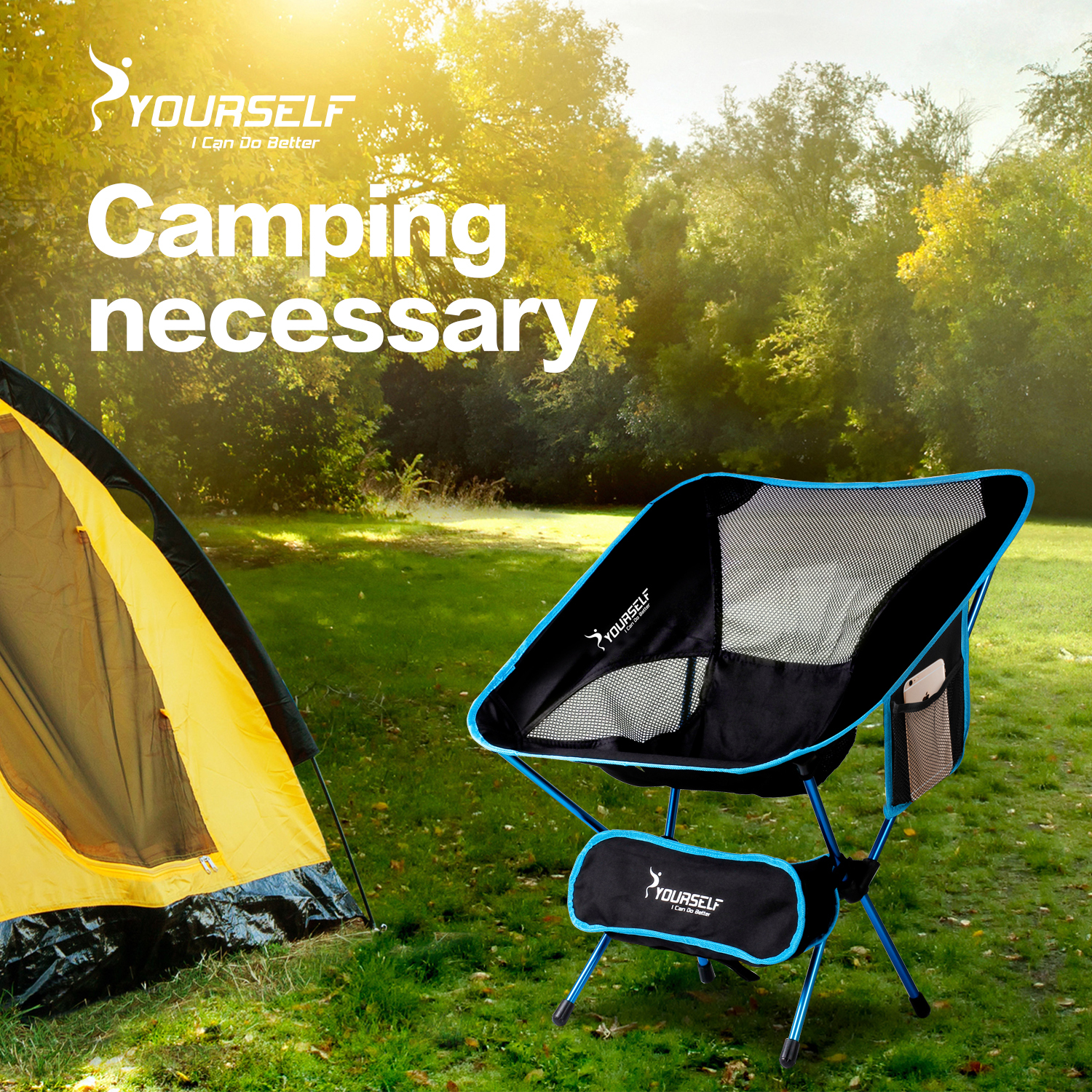 Fishing Picnic Breathable and Comfortable for Outdoor Lightweight Compact Folding Backpacking Chair Heavy Duty 330lbs Capacity with Carry Bag Hiking BBQ Festival Moer Sky Portable Camping Chair