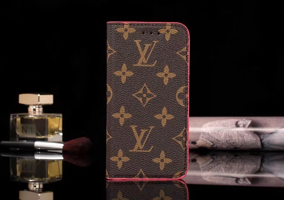 Leather Louis Vuitton iPhone iPhone 7 Plus Wallet Case Brown
