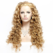 KnowU Long Curly Blonde Synthetic Lace Front Wig Fro Crossdresser Drag Queen
