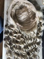 KnowU Long Curly Blonde Synthetic Lace Front Wig Fro Crossdresser Drag Queen