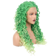 KnowU Curly green long Synthetic Lace Front Wig For Crossdresser Drag Queen transgender fashion hottest