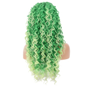 KnowU Curly green long Synthetic Lace Front Wig For Crossdresser Drag Queen transgender fashion hottest