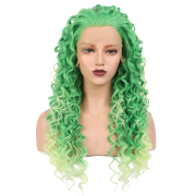 KnowU Curly green long Synthetic Lace Front Wig For Crossdresser Drag Queen transgender fashion hottest