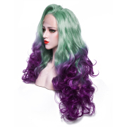 KnowU Curly green purple long Synthetic Lace Front Wig For Crossdresser Drag Queen transgender fashion hottest