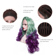 KnowU Curly green purple long Synthetic Lace Front Wig For Crossdresser Drag Queen transgender fashion hottest