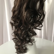 KnowU curly brown long Fashion Hairpieces Lady's Wig Brown-Black Mid-Length Curly Hair Sexy Quee