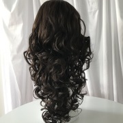 KnowU curly brown long Fashion Hairpieces Lady's Wig Brown-Black Mid-Length Curly Hair Sexy Quee