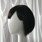 KnowU straight black short Wig Hairpieces Fashion Black Short Hair Bob Bangs Elegant Realistic