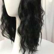 KnowU Curly Black Long Hair Center Point Explosion Corn Perm Realistic