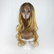 KnowU Curly Blond Long Gradient Mid-point Wig Hairpieces Yellow Hair Big Wave Cosplay