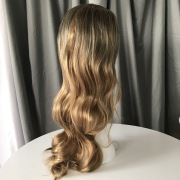 KnowU Curly Blond Long Gradient Mid-point Wig Hairpieces Yellow Hair Big Wave Cosplay