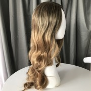 KnowU Curly Blond Long Gradient Mid-point Wig Hairpieces Yellow Hair Big Wave Cosplay