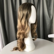 KnowU Curly Blond Long Gradient Mid-point Wig Hairpieces Yellow Hair Big Wave Cosplay