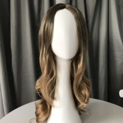 KnowU Curly Blond Long Gradient Mid-point Wig Hairpieces Yellow Hair Big Wave Cosplay