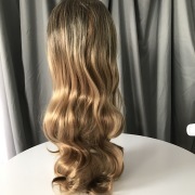 KnowU Curly Blond Long Gradient Mid-point Wig Hairpieces Yellow Hair Big Wave Cosplay