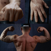 KnowU Realistic Silicone Muscle Gloves Male Hand Covers Cosplay Sleeve Strong Arm