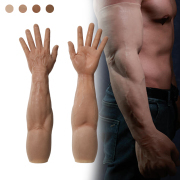 KnowU Realistic Silicone Muscle Gloves Male Hand Covers Cosplay Sleeve Strong Arm