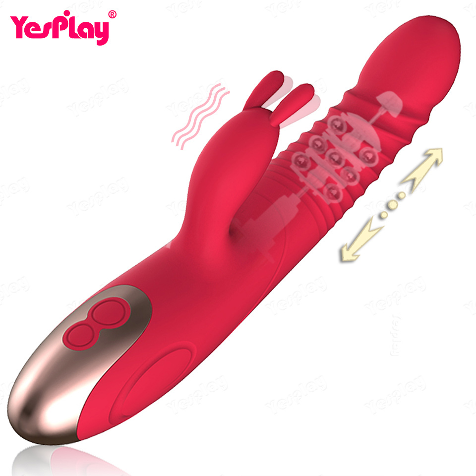 Rabbit Vibrator Telescopic Vibration Built-in ball Rotation Heating G spot Dildo Vibrator Female Masturbation Sex Toys for woman pic image