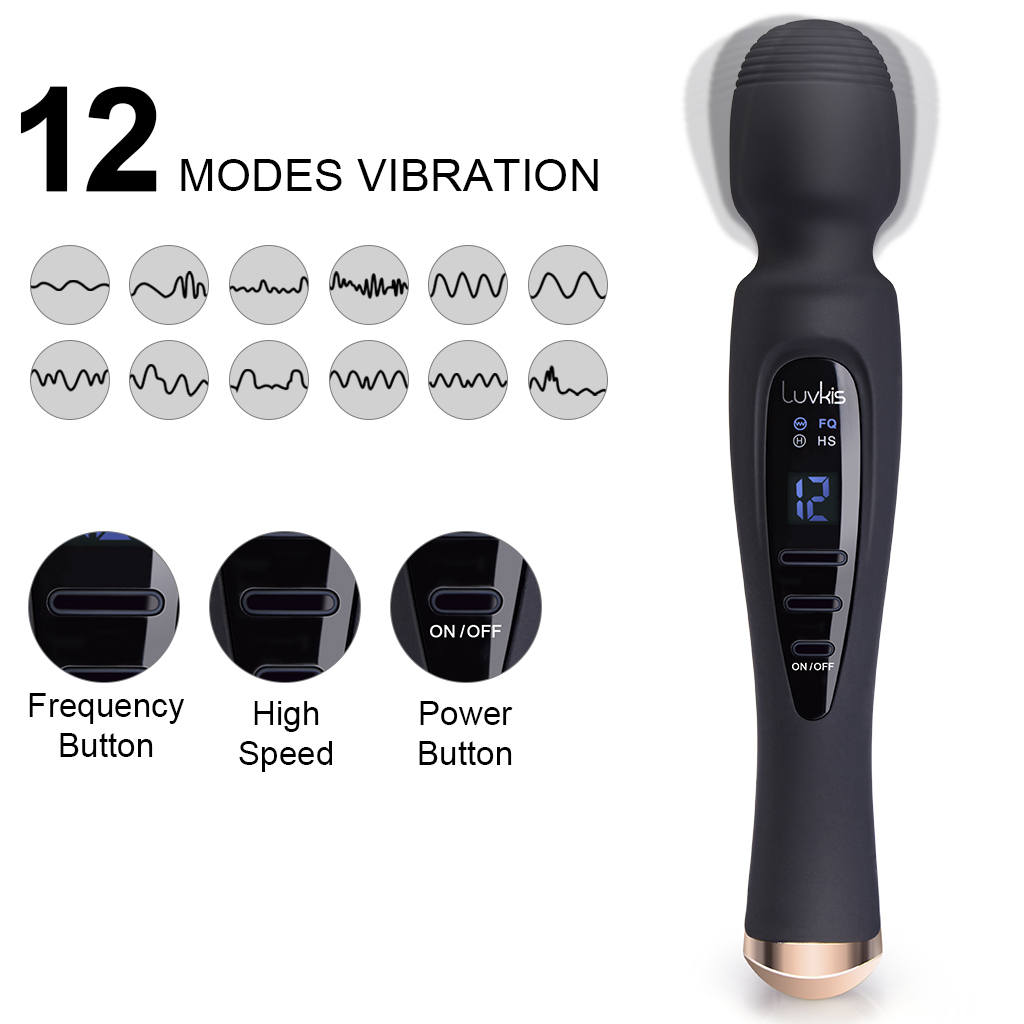 Luvkis G Spot Rabbit Vibrator with 12 Setting Massage Modes AV Magic Wand Silicone USB Waterproof Sexy Toy for Women Sex Product