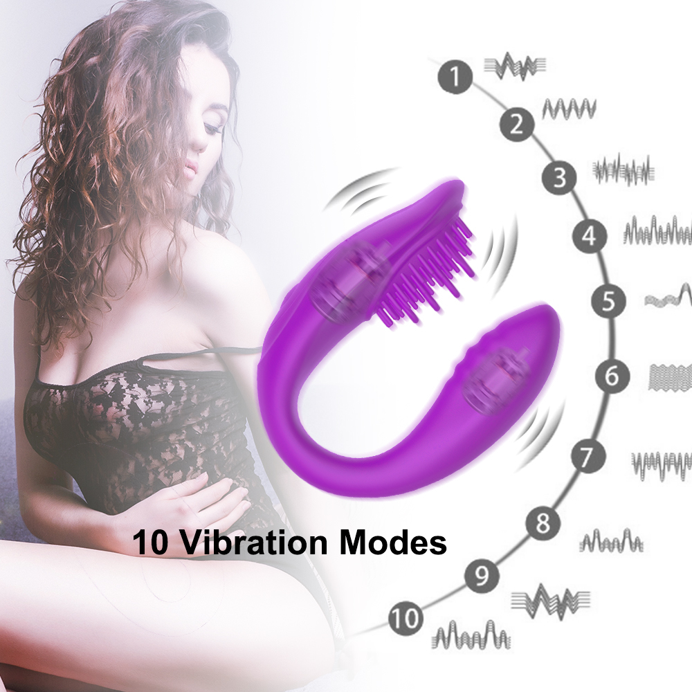 U Silicone Stimulator Double Vibrators Sex Toy For Woman Wireless Vibrator Adult Toys For Couples USB Rechargeable Dildo Point G