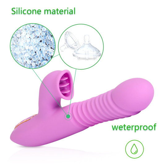 Heating Silicone Tongue Licking Thrusting Dildo Vibrator