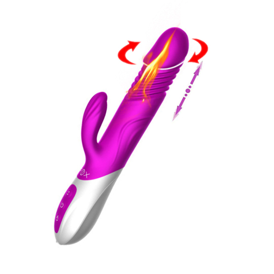 Blush Telescopic 3 Rotary Heating Thrusting G Spot Dildo Vibrator
