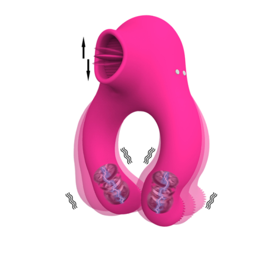HIWUP Penis Cock Ring Vibration With Clitoral Stimulator