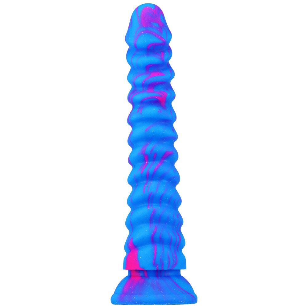 Realistic Soft Blue Anal Dildo With Strong Suction