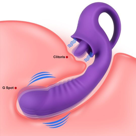 Vasana 2 In 1 Tongue Licking Dildo Vibrator with Handled Clit Licker