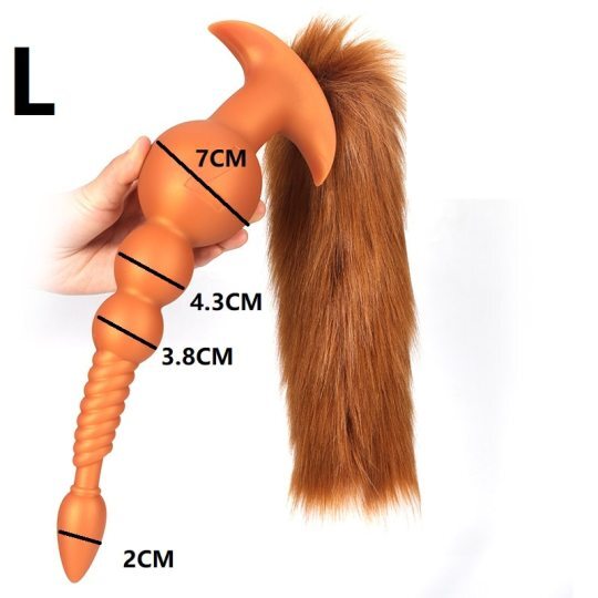 W/Fox Tail Super Long Anal Beads Plug