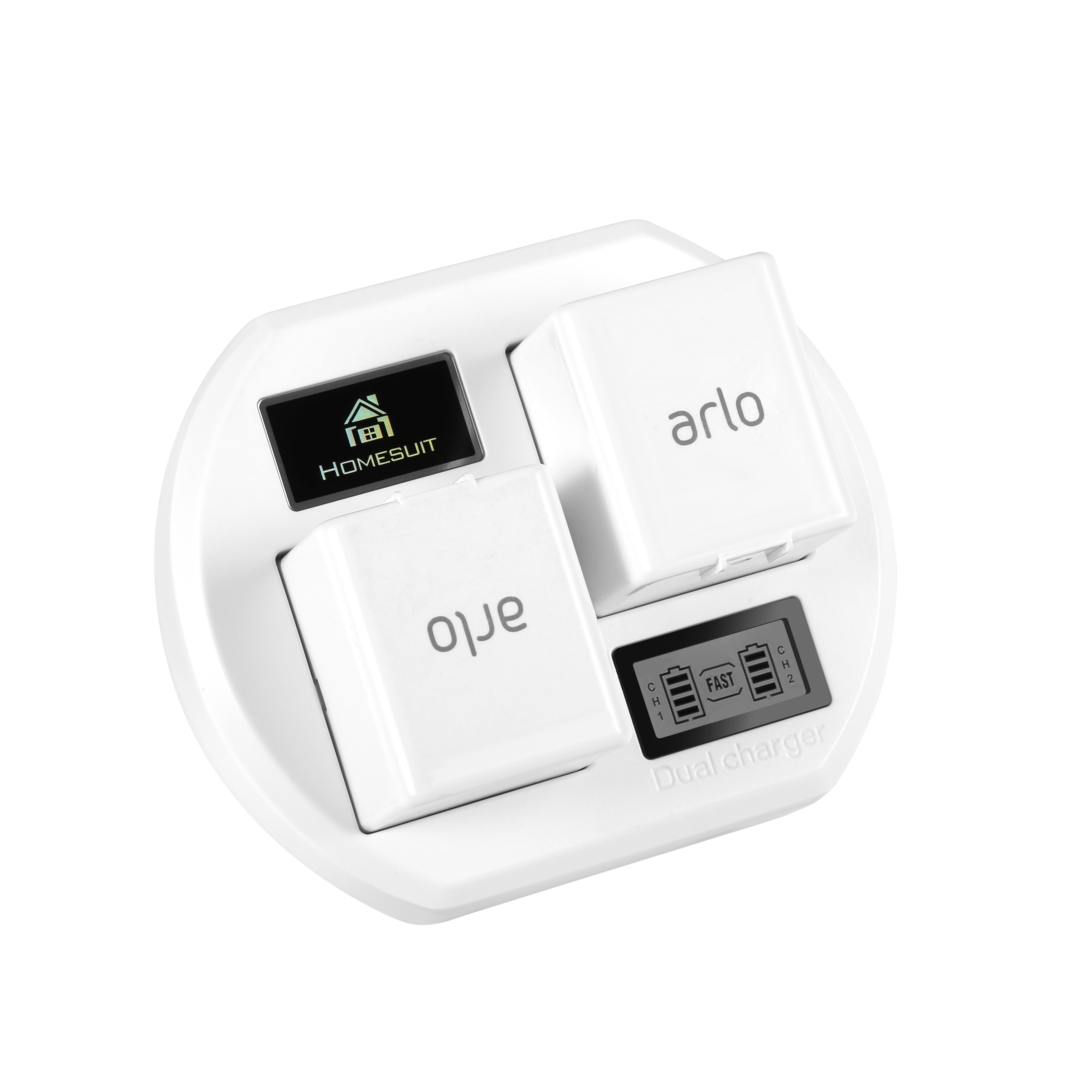 Station Compatible Arlo Rechargable Batteries, Arua LCD Display Charger Compatible Arlo Light & Arlo Pro Smart Home Cameras & Arlo Pro 2 & Arlo Batteries VMA4410 ALS1101 (White)