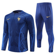 2022/23 France Dark blue Half zipper Training Tracksuit(Player version)