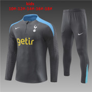 kids - 2024/25 Tottenham Hotspur Dark grey Half Zip Training Tracksuit(Player version)