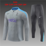 kids - 2024/25 Tottenham Hotspur Light gray Half Zip Training Tracksuit(Player version)