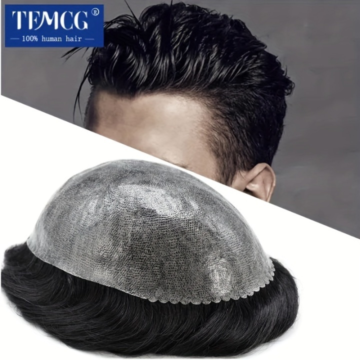 Male Hair Prosthesis 0.1-0.12mm Injection Light Beige for Man Wig Durable Wigs for Men 100% Human Hair System Unit Capillary Prosthesis, TFMCG