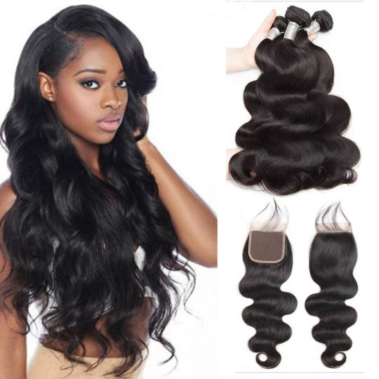 Body Wave Virgin Mink Hair Bundles with 4x4 Closure