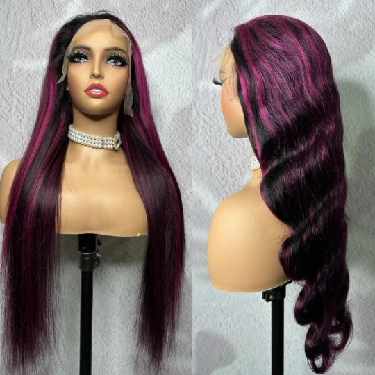 1B Purple Wigs 13x4 Full Frontal Color Wigs Straight Wig Body Wave Wigs
