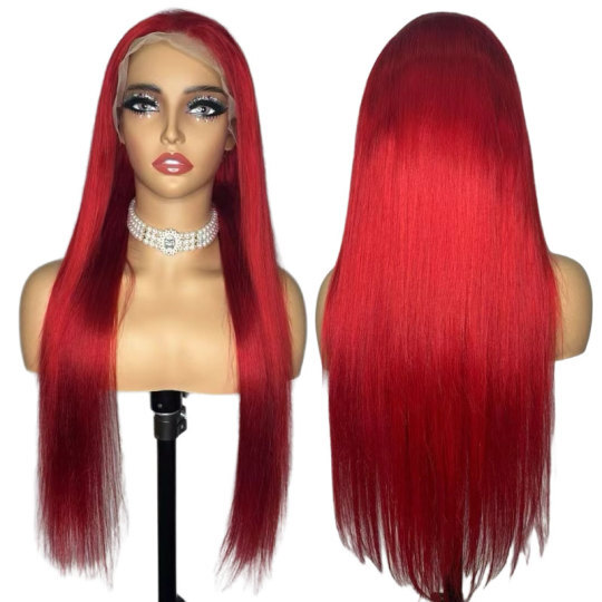 Red Wig 13x4 Full Frontal Wigs Transparent Lace Red Color Wigs