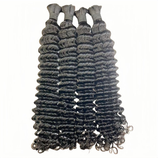 #1B Deep Wave Bulk Hair Extenstions For Boho Knotless Braiding