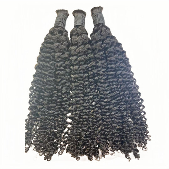 #1B Kinky Curly Bulk Hair Extenstions For Bohomian Knotless Braiding
