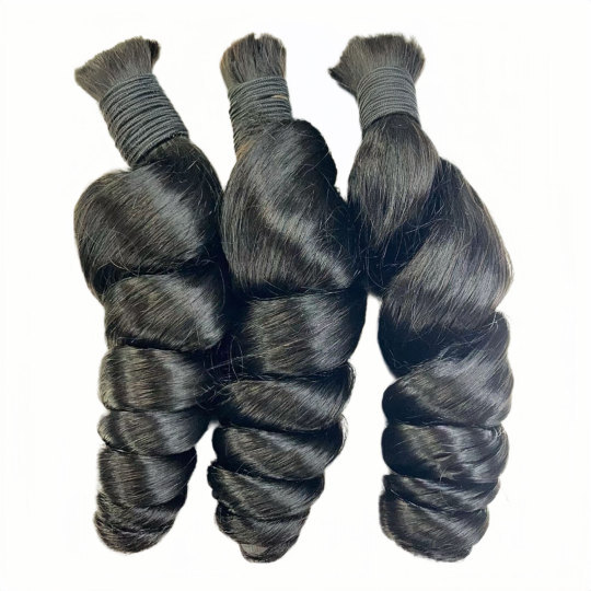 #1B Loose Wave Human Hair Bulk Hair Extenstions For Boho Knotless Braiding