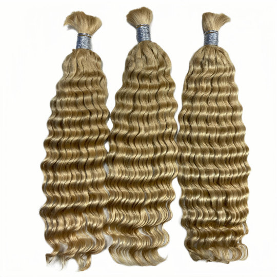 613 Blonde Deep Wave Bulk Hair Extenstions For Boho Knotless Braids