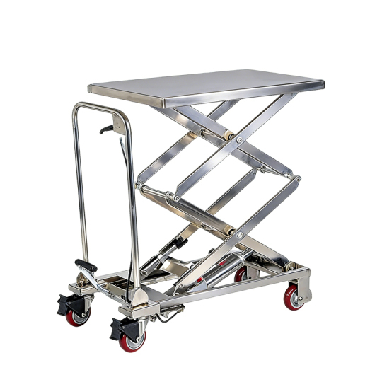 Sinolift TFD15S Stainless Steel Manual Scissor Lift Cart - Heavy Duty Double/Triple Hydraulic Lift Table